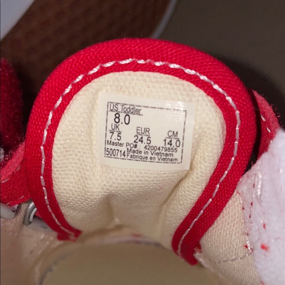 Vans Kids Red Sneakers with Velcro Straps - Picture 4 of 4